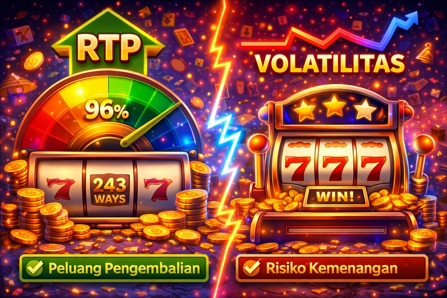 perbedaan rtp dan volatilitas slot